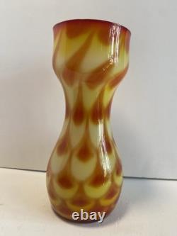 60s Scandinavian cased glass vase, Peacock pattern, from Elme Glasbruk