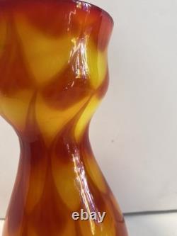 60s Scandinavian cased glass vase, Peacock pattern, from Elme Glasbruk