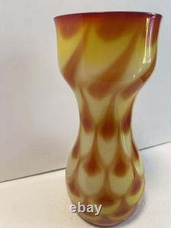 60s Scandinavian cased glass vase, Peacock pattern, from Elme Glasbruk