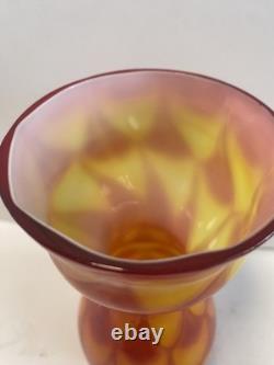 60s Scandinavian cased glass vase, Peacock pattern, from Elme Glasbruk