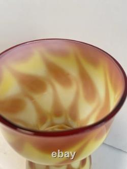 60s Scandinavian cased glass vase, Peacock pattern, from Elme Glasbruk