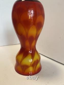 60s Scandinavian cased glass vase, Peacock pattern, from Elme Glasbruk