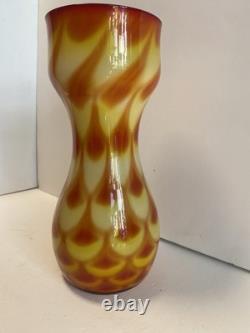 60s Scandinavian cased glass vase, Peacock pattern, from Elme Glasbruk