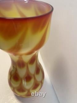 60s Scandinavian cased glass vase, Peacock pattern, from Elme Glasbruk