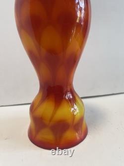 60s Scandinavian cased glass vase, Peacock pattern, from Elme Glasbruk