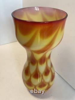 60s Scandinavian cased glass vase, Peacock pattern, from Elme Glasbruk