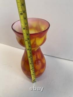 60s Scandinavian cased glass vase, Peacock pattern, from Elme Glasbruk