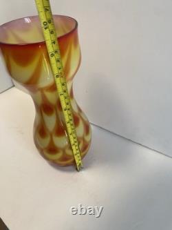 60s Scandinavian cased glass vase, Peacock pattern, from Elme Glasbruk