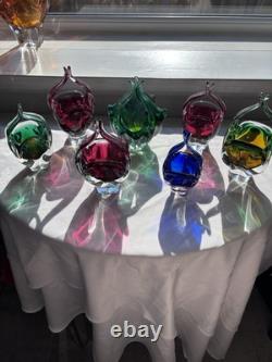 7x Bohemia Glass, Josef Hospodka VGC. Chribska Baskets x7 Glass Art Vintage