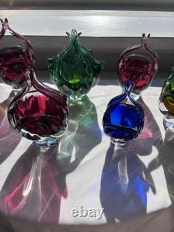 7x Bohemia Glass, Josef Hospodka VGC. Chribska Baskets x7 Glass Art Vintage