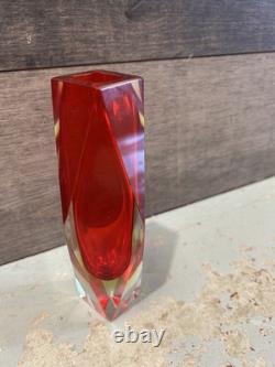 8 Murano Alessandro Mandruzzato Sommerso Faceted Large Glass Vase Italy