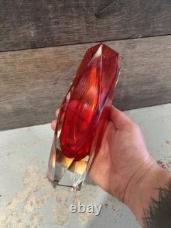 8 Murano Alessandro Mandruzzato Sommerso Faceted Large Glass Vase Italy