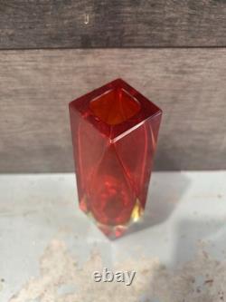 8 Murano Alessandro Mandruzzato Sommerso Faceted Large Glass Vase Italy