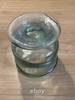 A LA LIGNE Rare Large & Heavy Point Hand Blown Footed Glass Vase Old Apothecary