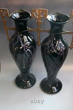 A Pair Antique Art Nouevau Jugendstil LOETZ Glass Vases CIRCA 1915