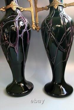 A Pair Antique Art Nouevau Jugendstil LOETZ Glass Vases CIRCA 1915
