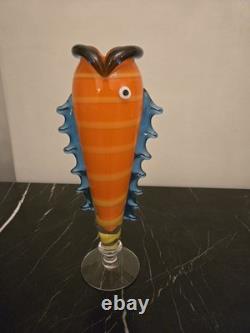 A Striking Strömbergshyttan Fish art glass vase, designed by Anna Örnberg