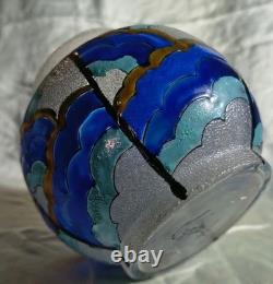 ADRIAN MAZOYER (1887-1950) ART DECO French Enamel Glass Vase 1930's