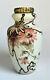 Antique Victorian Wavecrest Pink Chrysanthemum Vase Painted Art Glass C F Monroe
