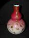 Antique Webb Peachblow Gold Enameled Art Glass Vase With Insects Flowers
