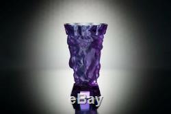 ART DECO Crystal Vintage Vase Czech Bohemian Hand Cut Glass Kids Alexandrite