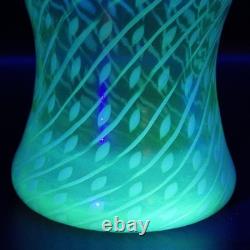 ART NOUVEAU C19th John Walsh Spiralling Dots URANIUM VASELINE GLASS VASE