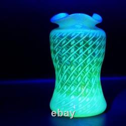 ART NOUVEAU C19th John Walsh Spiralling Dots URANIUM VASELINE GLASS VASE