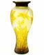 Art Nouveau Drogonfly Cameo Glass Vase Galle Design'libellula' Glas Vase Gelb