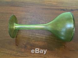 ART NOUVEAU Green Iridescent ART GLASS 8 Trumpet Vase
