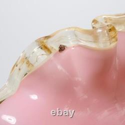 ATQ Victorian Bristol Opaline Ruffle Rim Art Glass Vase Japonisme Style 10.5h