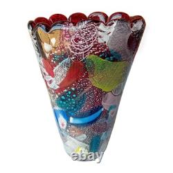 AVEM Murano Vase 8 Tall Cased Art Glass 1950s Good Condition Bizantino series