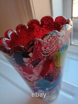 AVEM Murano Vase 8 Tall Cased Art Glass 1950s Good Condition Bizantino series