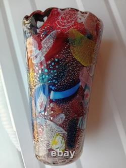 AVEM Murano Vase 8 Tall Cased Art Glass 1950s Good Condition Bizantino series