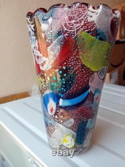 AVEM Murano Vase 8 Tall Cased Art Glass 1950s Good Condition Bizantino series