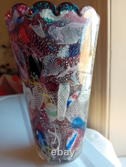 AVEM Murano Vase 8 Tall Cased Art Glass 1950s Good Condition Bizantino series