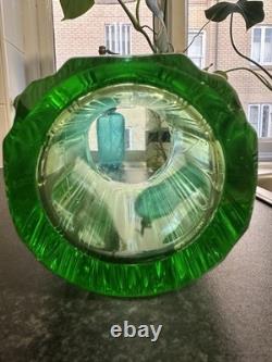 Absolutely Stunning Heavy Uranium Glass Vase Glows Beautifully Uv art deco