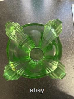 Absolutely Stunning Heavy Uranium Glass Vase Glows Beautifully Uv art deco