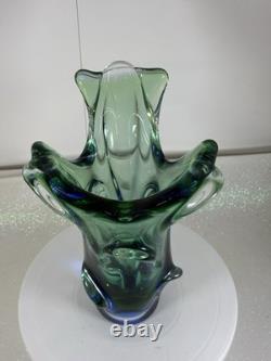 Absolutely Stunning Sklo Czech Glass Splash Vase Very Heavy! Superb Condition