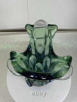 Absolutely Stunning Sklo Czech Glass Splash Vase Very Heavy! Superb Condition