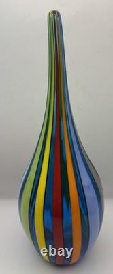 Afro'a canne' solifleur vase. Murano Art Glass 9.75. Signed to base