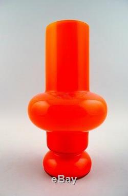 Alsterfors, P. O. Ström, Sweden. Art Glass Vase, modern design, 70s, orange
