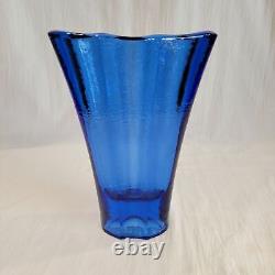Amazing Fire and Light SIGNED 9 Aurora Vase Cobalt Blue Recycled Glass