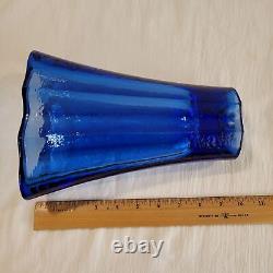 Amazing Fire and Light SIGNED 9 Aurora Vase Cobalt Blue Recycled Glass