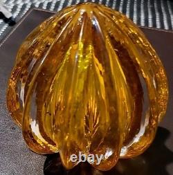 Amber Glass. Hole At Base. Signed On Top. Tiny Glitters Like Inside. Not Known To Me