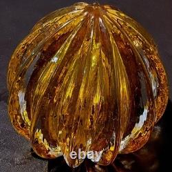Amber Glass. Hole At Base. Signed On Top. Tiny Glitters Like Inside. Not Known To Me