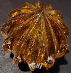 Amber Glass. Hole At Base. Signed On Top. Tiny Glitters Like Inside. Not Known To Me