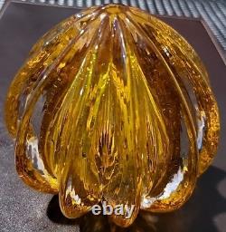 Amber Glass. Hole At Base. Signed On Top. Tiny Glitters Like Inside. Not Known To Me