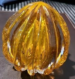 Amber Glass. Hole At Base. Signed On Top. Tiny Glitters Like Inside. Not Known To Me