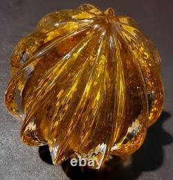 Amber Glass. Hole At Base. Signed On Top. Tiny Glitters Like Inside. Not Known To Me
