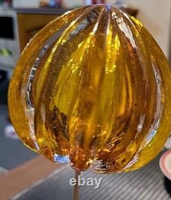 Amber Glass. Hole At Base. Signed On Top. Tiny Glitters Like Inside. Not Known To Me